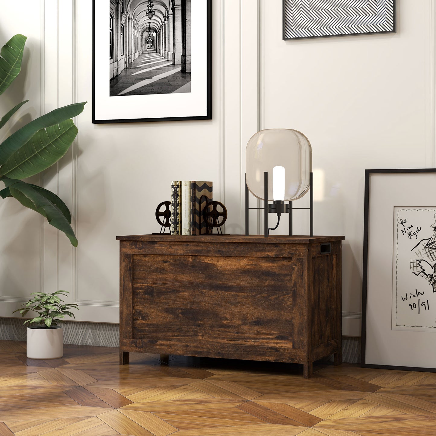 Storage Chest with 2 Safety Hinges, Storage Bench for Living Room