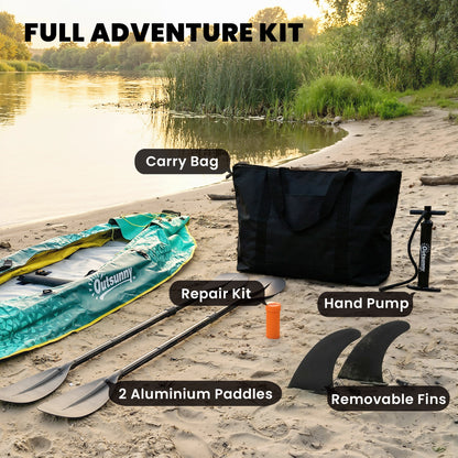 2.5' Inflatable Kayak 2-person Sit on Canoe with Paddles Blue