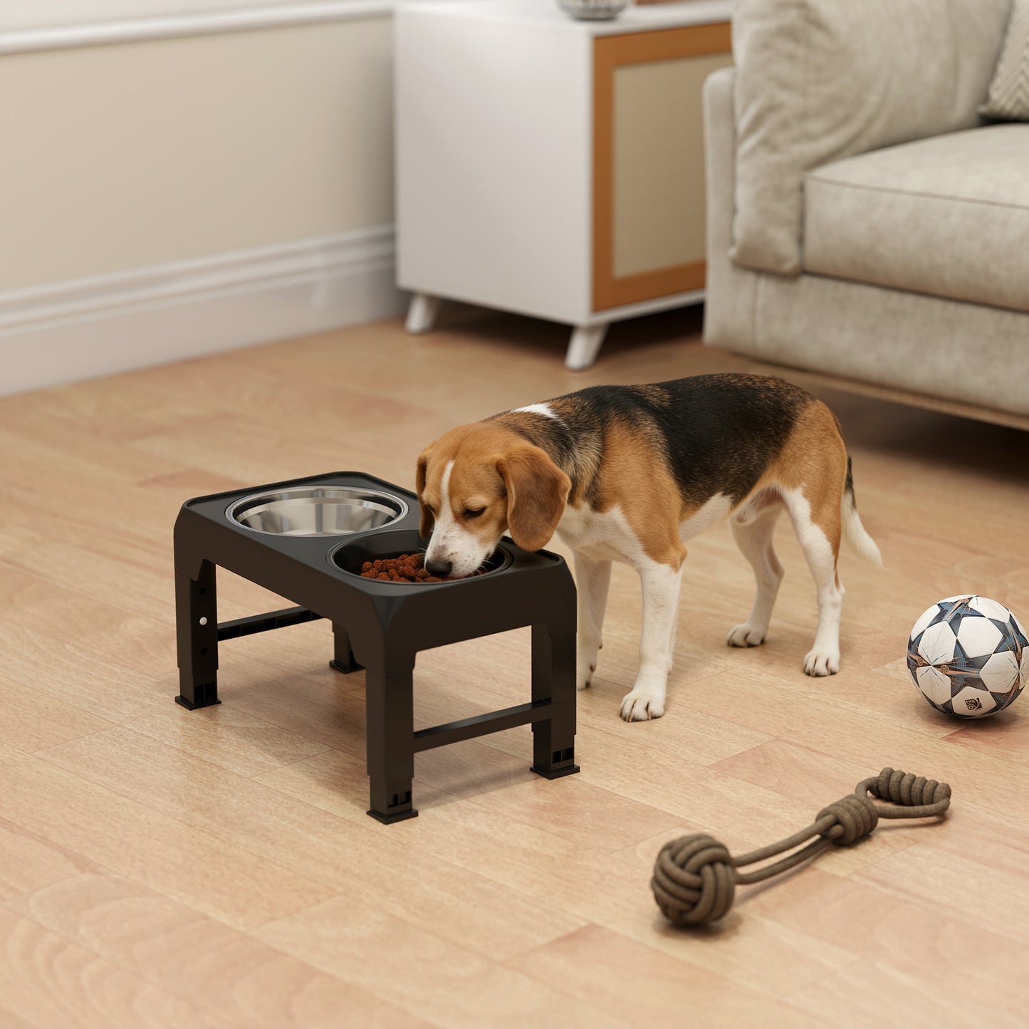 Raised Dog Bowl, Foldable Elevated Dog bowls, 4 Heights Adjustable