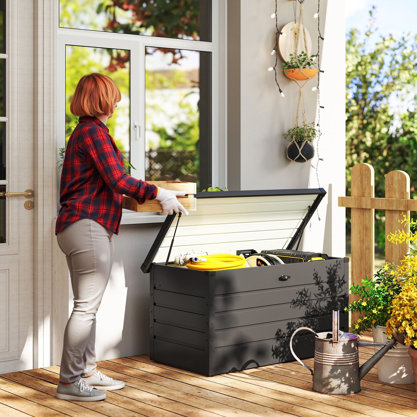 311L Garden Storage Box, Waterproof Outdoor Storage Box for Tools