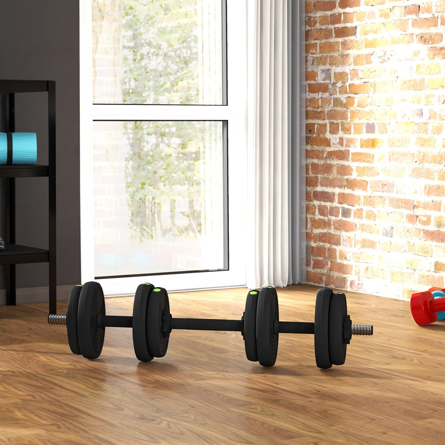 15KG Adjustable Dumbbells Weight Barbell & Dumbbells Set, Free Weights Set for Home Gym Strength Training