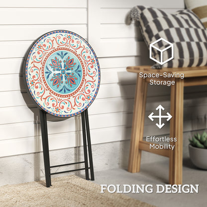Mosaic Garden Table, 35.5cm Folding Coffee Table, Multicolour