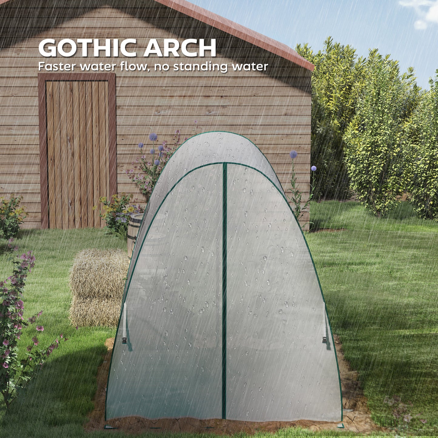 Portable Greenhouse Gardening Plant Hot House with 2 Doors, White