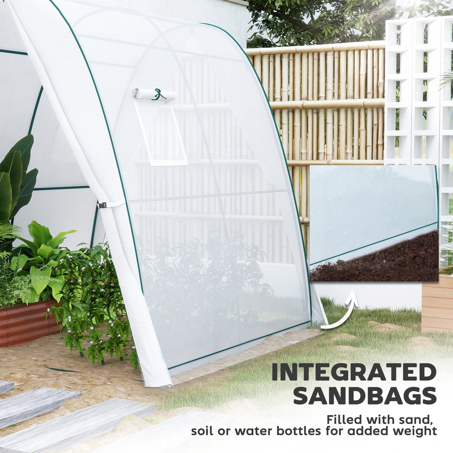 Portable Greenhouse Gardening Plant Hot House with 2 Doors, White