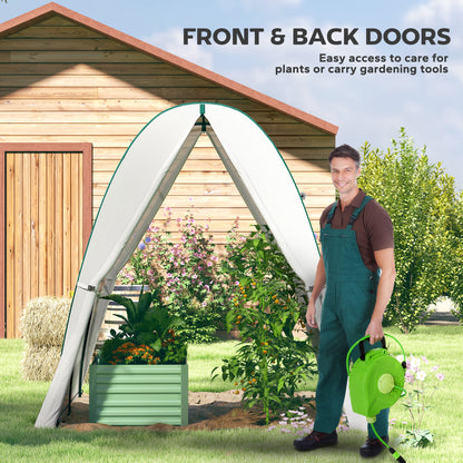 Portable Greenhouse Gardening Plant Hot House with 2 Doors, White