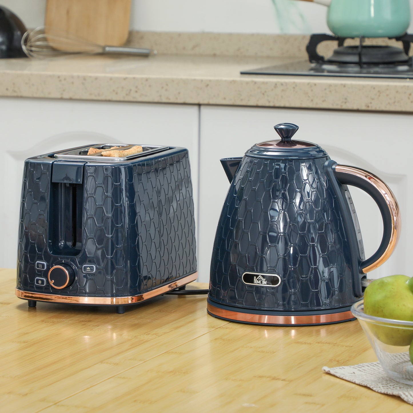 Kettle and Toaster Set 1.7L Fast Boil Kettle & 2 Slice Toaster Set Blue