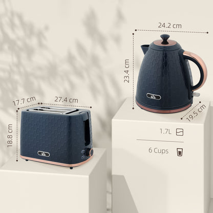 Kettle and Toaster Set 1.7L Fast Boil Kettle & 2 Slice Toaster Set Blue