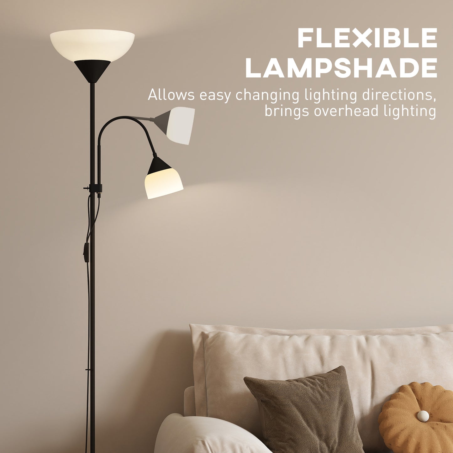 Mother-Child Floor Lamp Duo Light with 3 Colour Temperatures, Black