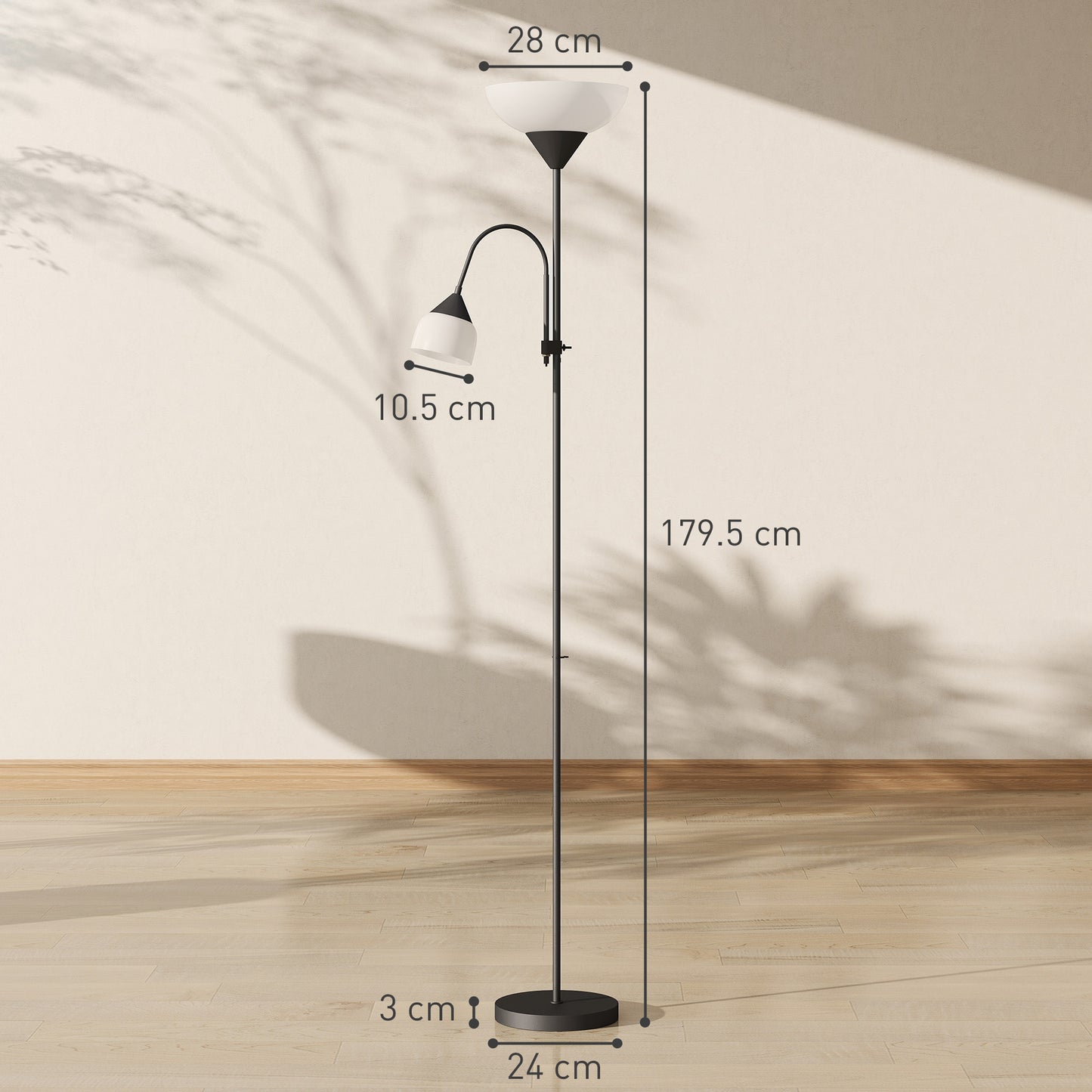 Mother-Child Floor Lamp Duo Light with 3 Colour Temperatures, Black