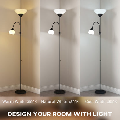 Mother-Child Floor Lamp Duo Light with 3 Colour Temperatures, Black