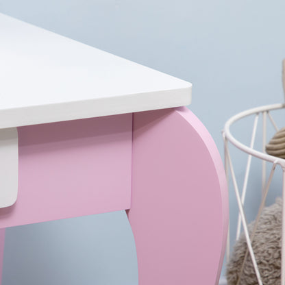 Kids Dressing Table Set, Kids Vanity Set w/ Drawer - Pink