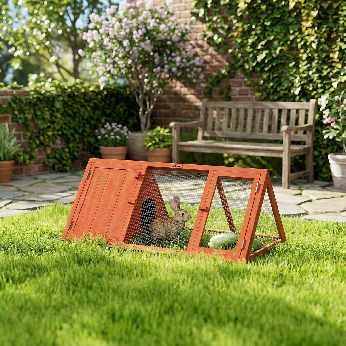 Rabbit Hutch, Wooden Guinea Pig Hutch with Run and Doors