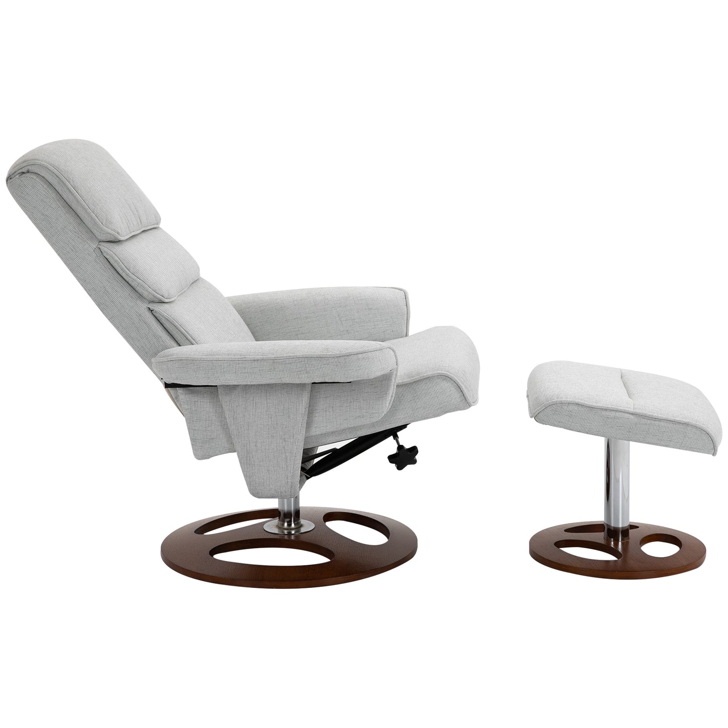 Recliner Chair Ottoman Set 360° Swivel Sofa Wood Base Grey