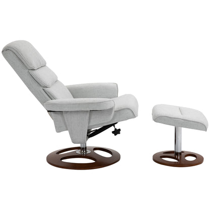 Recliner Chair Ottoman Set 360° Swivel Sofa Wood Base Grey