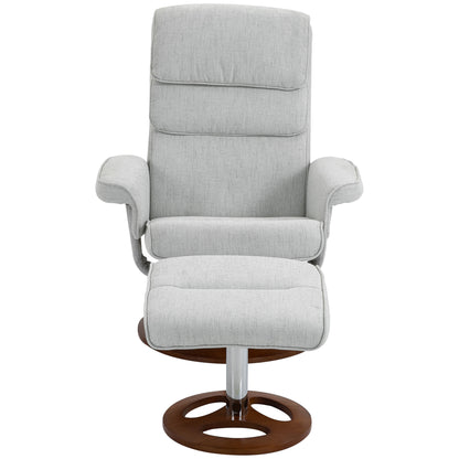 Recliner Chair Ottoman Set 360° Swivel Sofa Wood Base Grey