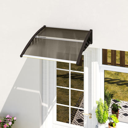 Door Canopy Outdoor Awning Rain Shelter for Window Porch, Brown