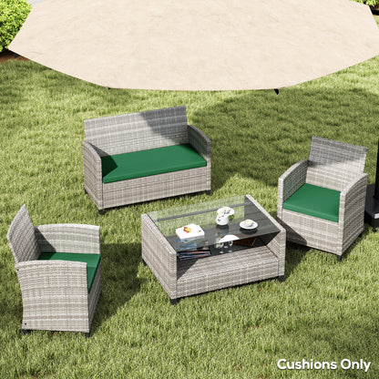 3PCs Rattan Garden Seat Cushions Pads for Patio Furniture Green