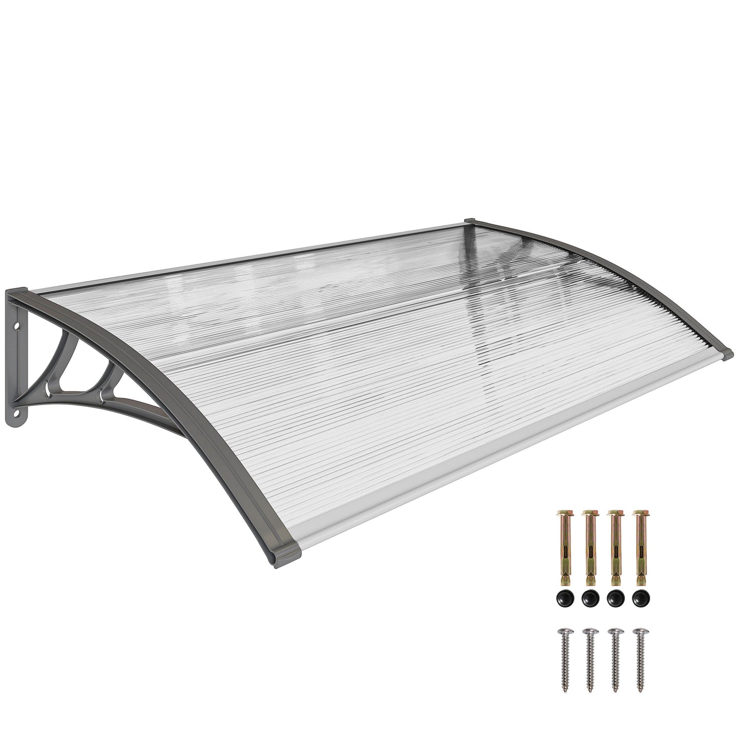 Door Canopy Outdoor Awning Rain Shelter for Window Porch, Grey