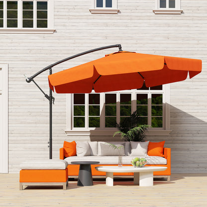 2.7m Garden Cantilever Banana Parasol Sun Shade w/ Crank, Orange