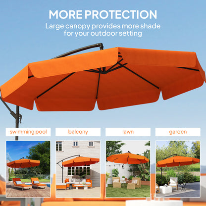 2.7m Garden Cantilever Banana Parasol Sun Shade w/ Crank, Orange