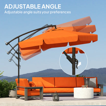 2.7m Garden Cantilever Banana Parasol Sun Shade w/ Crank, Orange