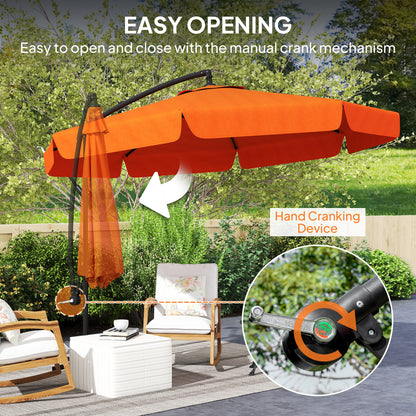 2.7m Garden Cantilever Banana Parasol Sun Shade w/ Crank, Orange