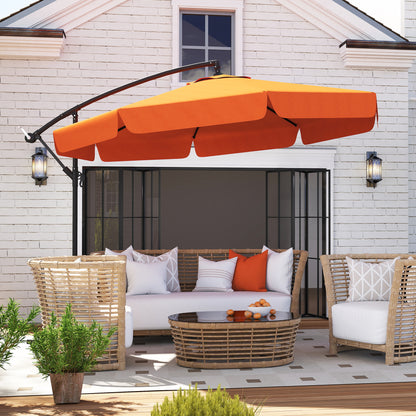 2.7m Garden Cantilever Banana Parasol Sun Shade w/ Crank, Orange