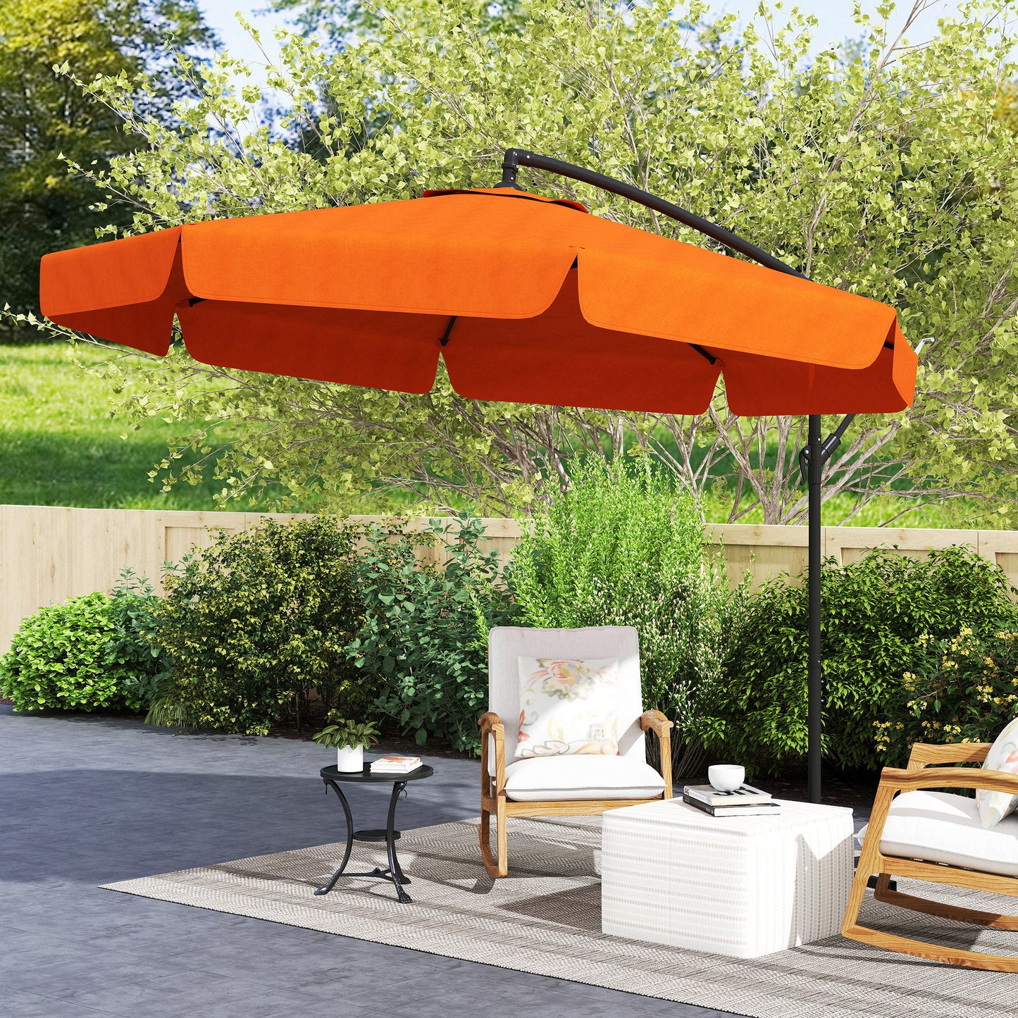 2.7m Garden Cantilever Banana Parasol Sun Shade w/ Crank, Orange