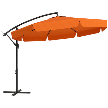 2.7m Garden Cantilever Banana Parasol Sun Shade w/ Crank, Orange
