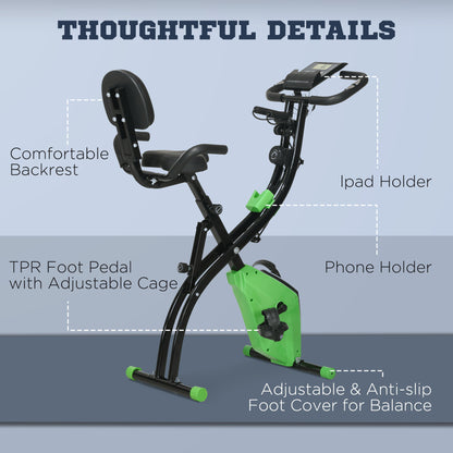 2-In-1 Folding Exercise Bike with 8-Level Magnetic Resistance Green