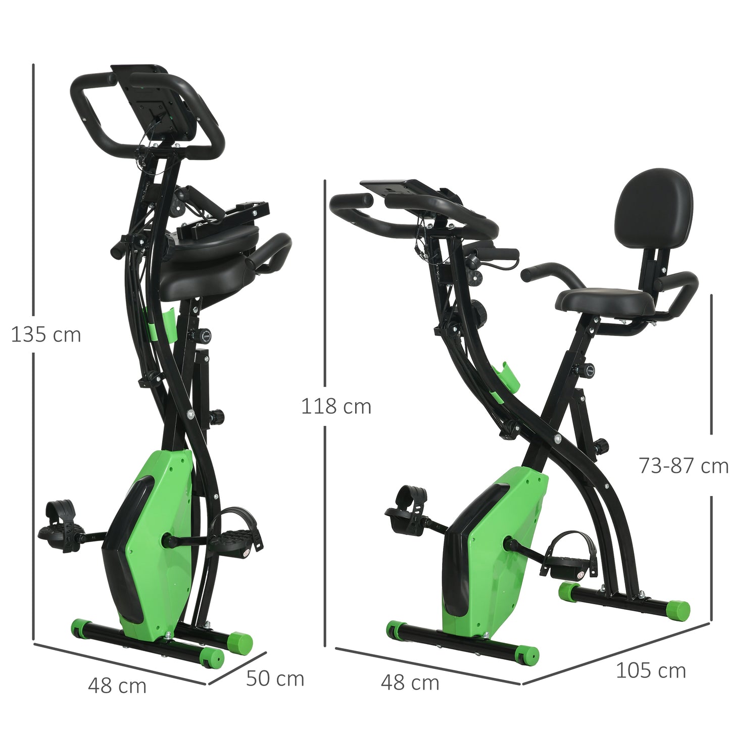 2-In-1 Folding Exercise Bike with 8-Level Magnetic Resistance Green
