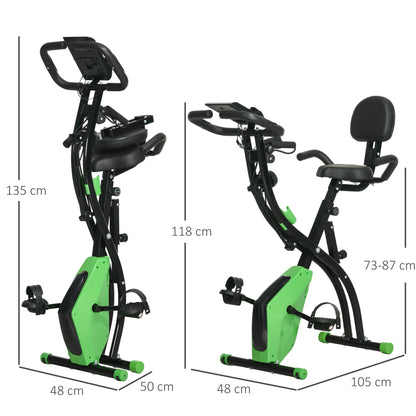 2-In-1 Folding Exercise Bike with 8-Level Magnetic Resistance Green