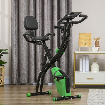 2-In-1 Folding Exercise Bike with 8-Level Magnetic Resistance Green