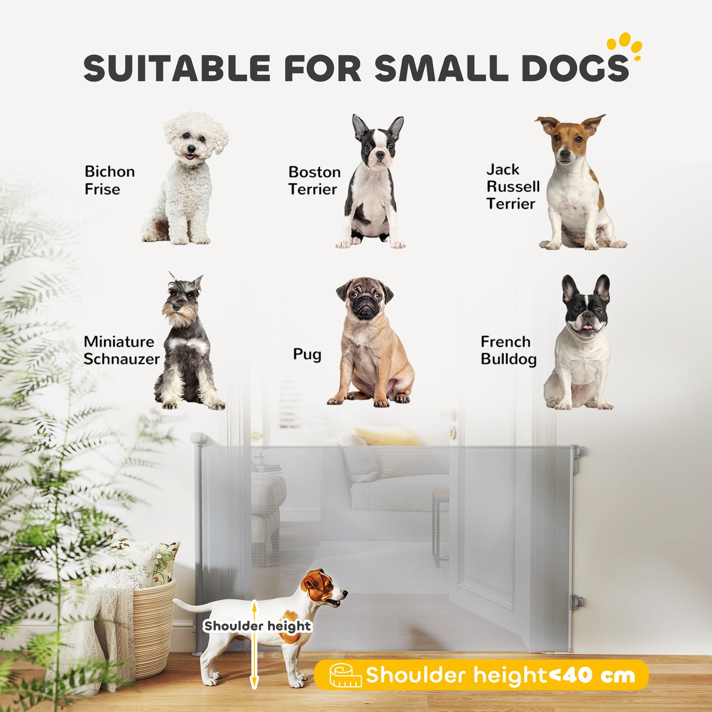 Retractable Stair Gate, Dog Gate Extends Up to 140 cm Wide, Grey