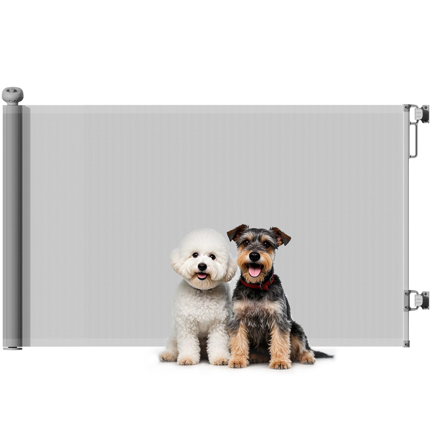 Retractable Stair Gate, Dog Gate Extends Up to 140 cm Wide, Grey