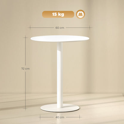 Dining Table, 60 cm Round Kitchen Table for 2 with Steel Base, White