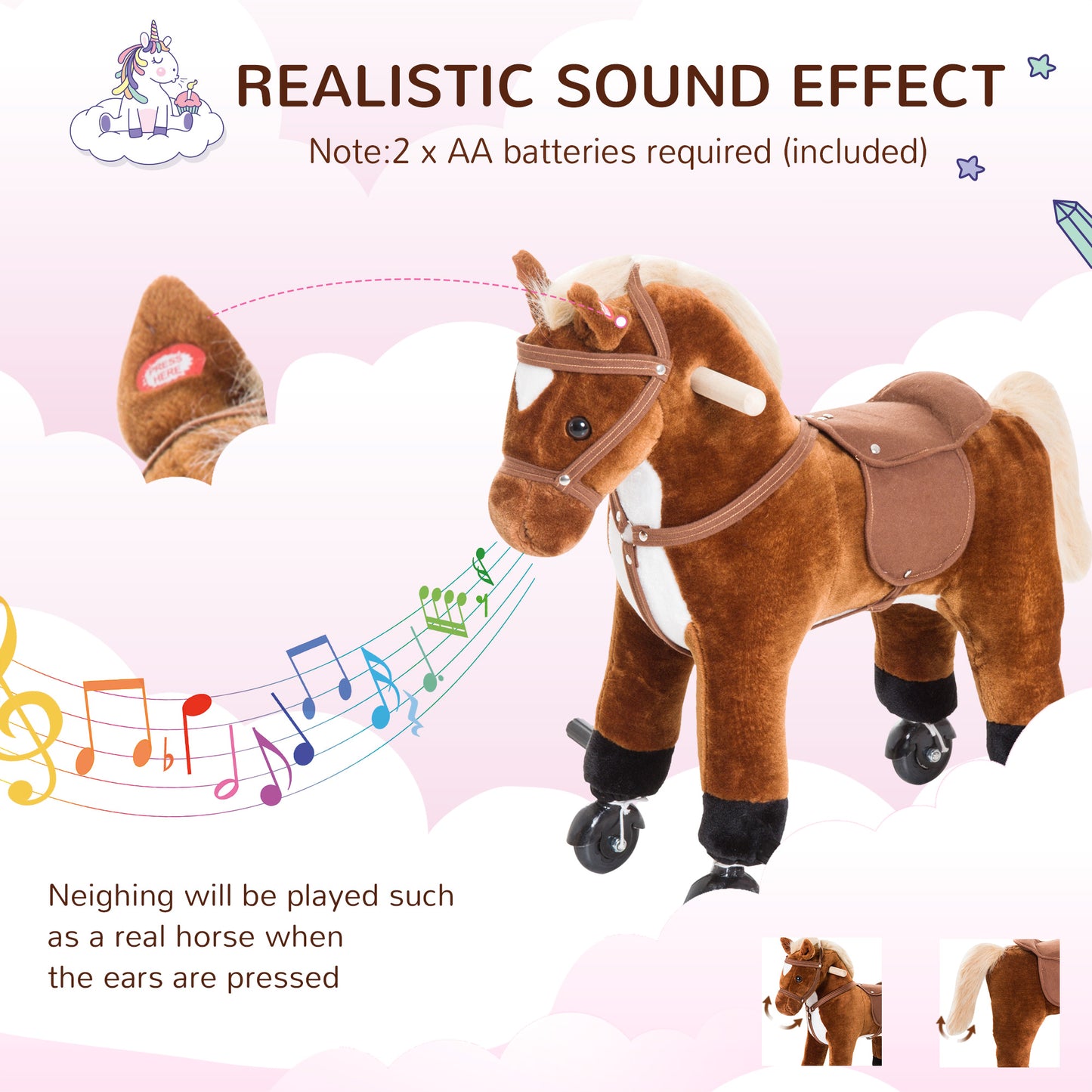 Rocking Horse Ride on Rocker Children Plush Toy Wooden Horse Sound