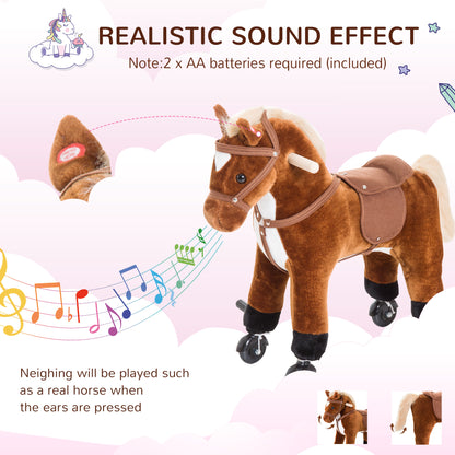 Rocking Horse Ride on Rocker Children Plush Toy Wooden Horse Sound