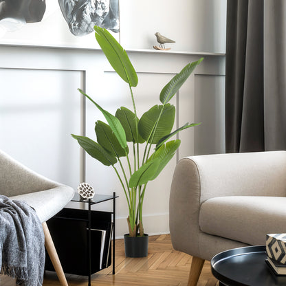 160cm Artificial Bird of Paradise Plant with Flocking in Pot, Green
