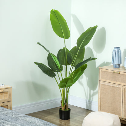 160cm Artificial Bird of Paradise Plant with Flocking in Pot, Green