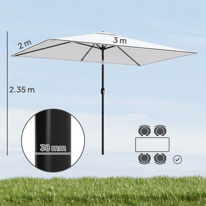 Garden Parasol, Outdoor Umbrella with Tilt Function, Cream White