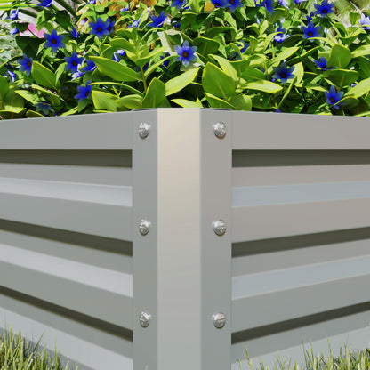 Set of 2 Raised Garden Bed Galvanised Planter Box, Light Grey