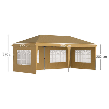 3 x 6m Heavy Duty Gazebo Marquee Party Tent with Storage Bag Khaki