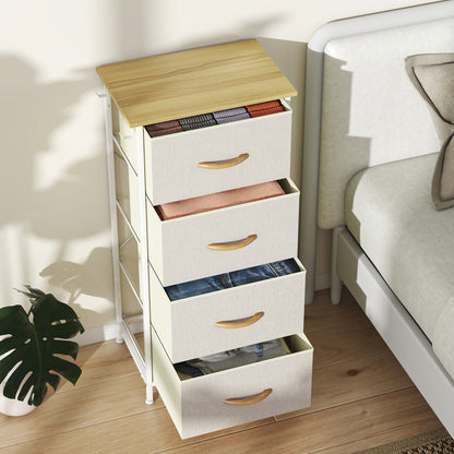 Fabric Chest of Drawers, 4 Drawer Dresser for Bedroom, Beige
