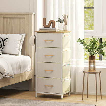 Fabric Chest of Drawers, 4 Drawer Dresser for Bedroom, Beige
