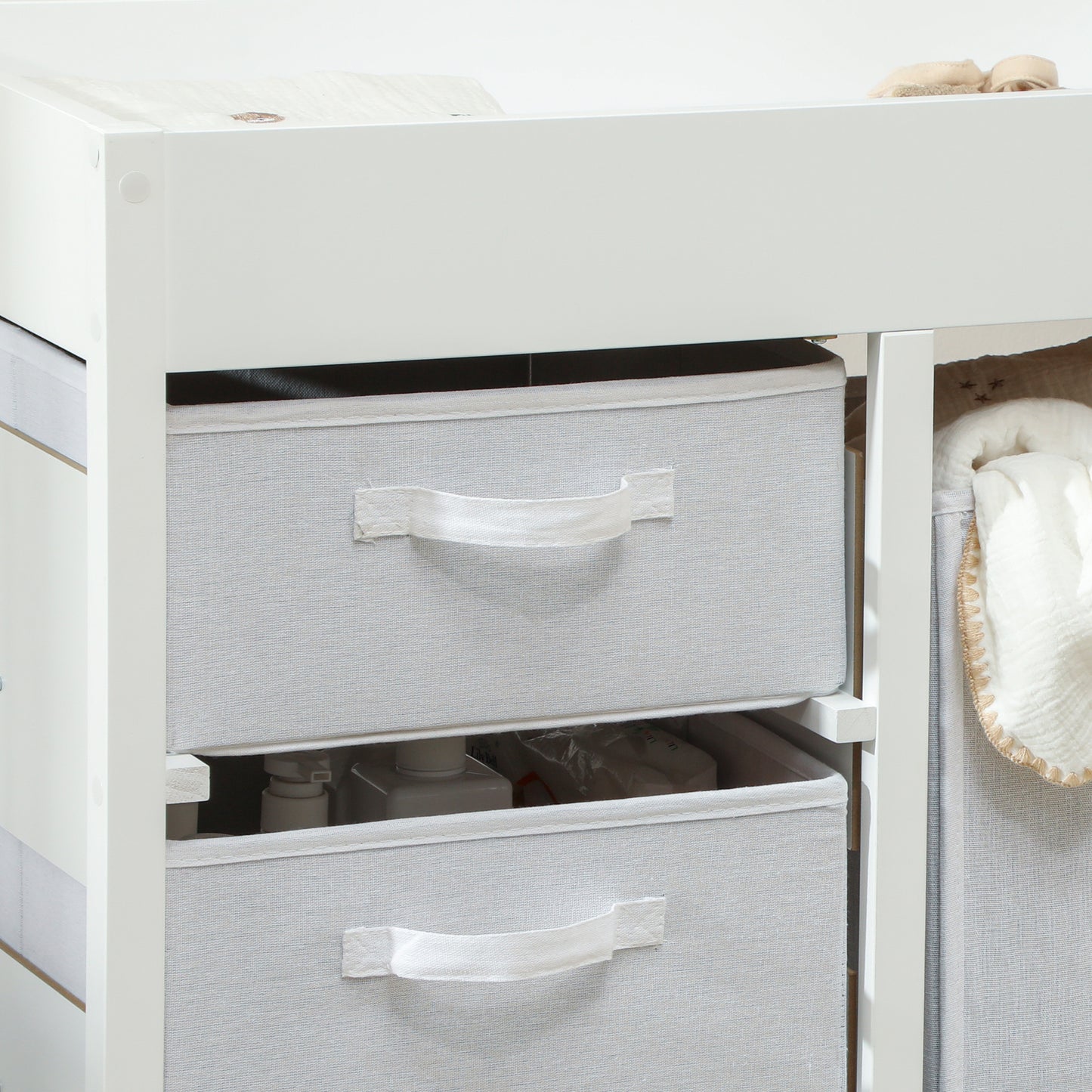 Baby Changing Unit with 4 Drawers, Diaper Changing Table, White