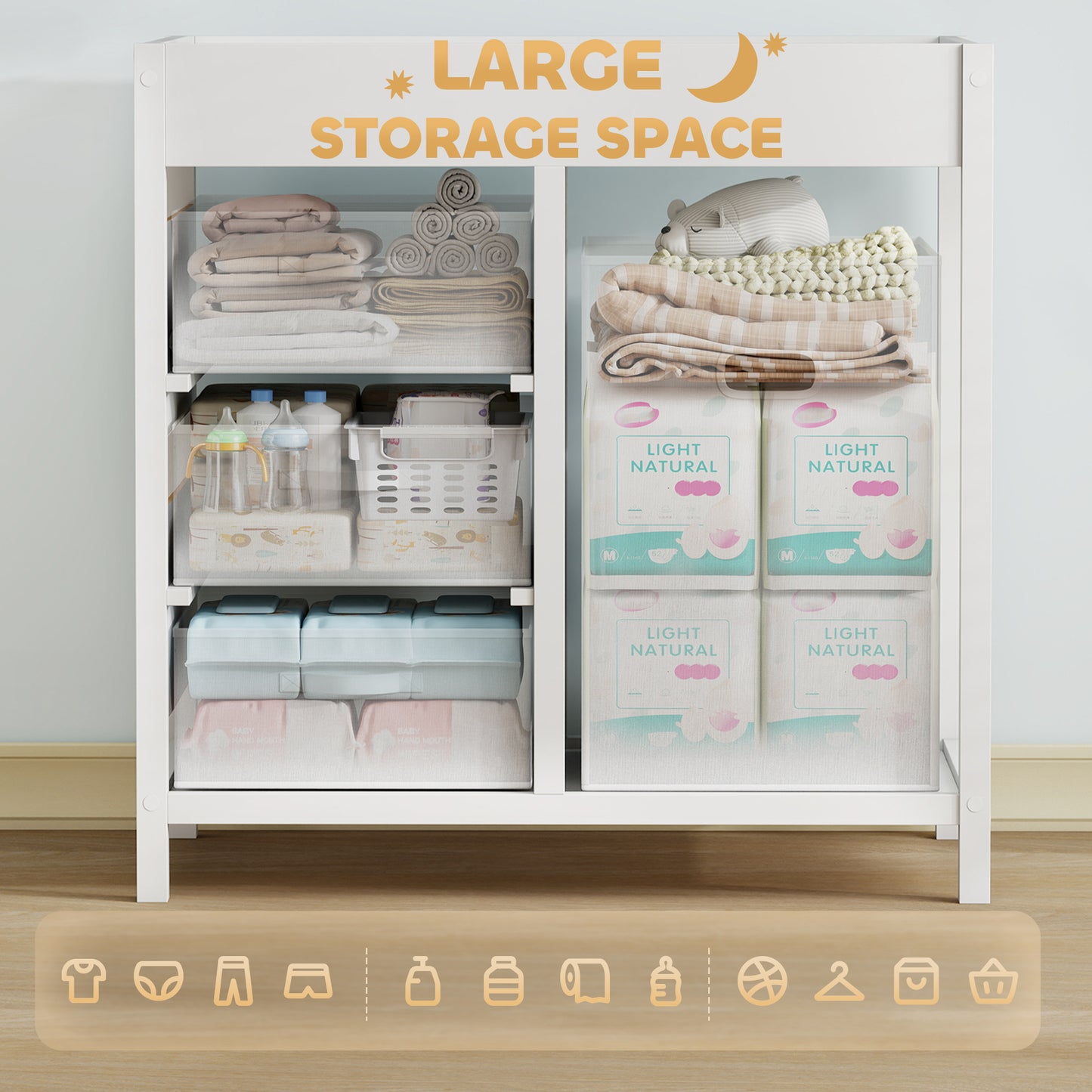 Baby Changing Unit with 4 Drawers, Diaper Changing Table, White