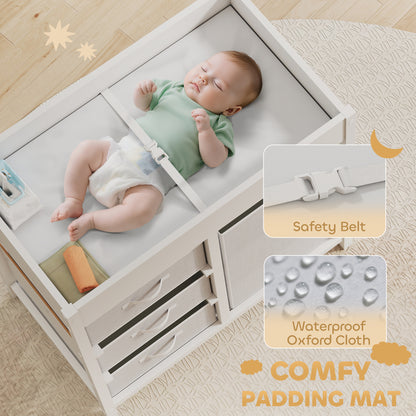 Baby Changing Unit with 4 Drawers, Diaper Changing Table, White