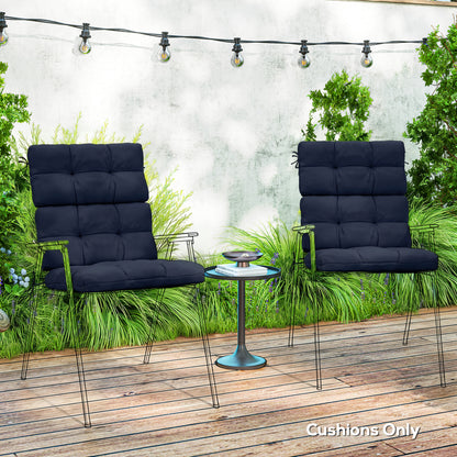 2pc Outdoor Seat Cushion with Backrest, Ties, for Garden, Dark Blue