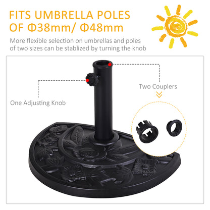 9kg Half Round Parasol Umbrella Base Resin Outdoor Garden Furniture